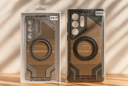 Heavy-Duty Armor Woven Back Case – Magnetic Ring Edition