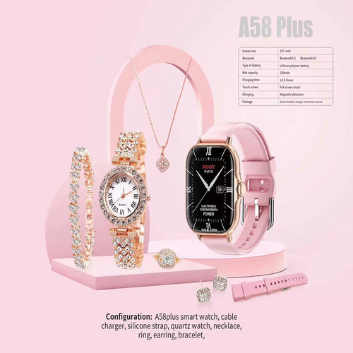 A58 Plus 6 IN 1 Smartwatch Set for (women) - طقم ساعة ذكية A58 Plus 6 في 1 (للنساء)