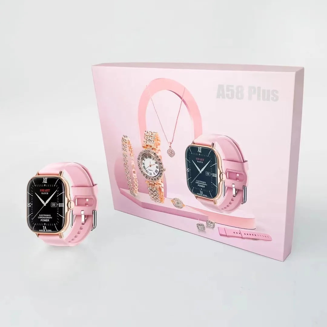 A58 Plus 6 IN 1 Smartwatch Set for (women) - طقم ساعة ذكية A58 Plus 6 في 1 (للنساء)